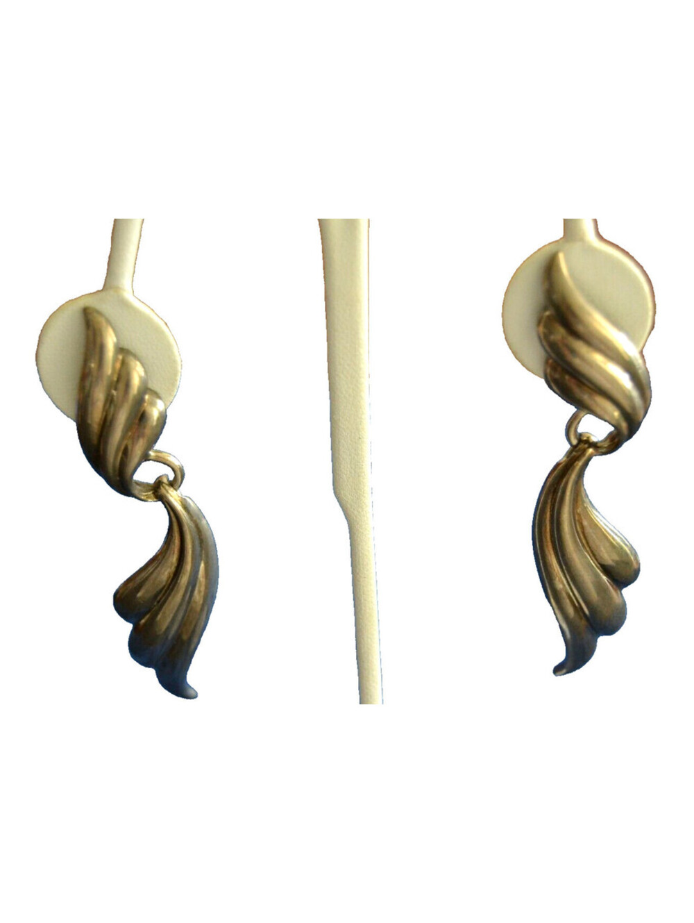 Vintage Erwin Pearl PEP Modernist Clip-On Earrings Silver Tone 3" Signed